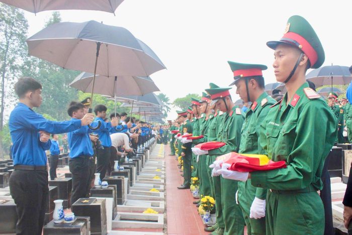Toàn cảnh lễ truy điệu và an táng.