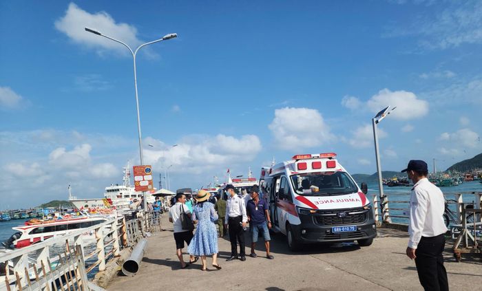 Công tác bảo đảm an ninh tại cảng An Thới được tăng cường trong quá trình tiếp nhận các nạn nhân.
