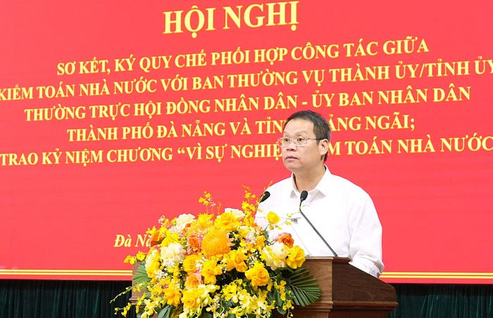  Phó Bí thư Thành ủy, Chủ tịch UBND TP. Đà Nẵng Nguyễn Mạnh Hùng phát biểu tại Hội nghị - Ảnh: Hồng Thoan