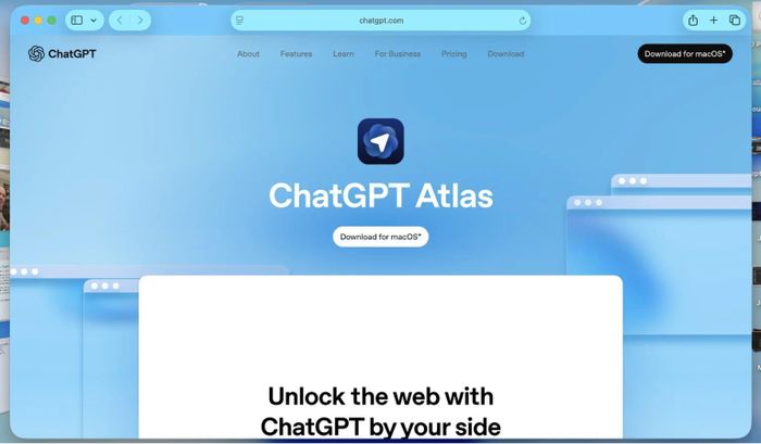 Giao diện Atlas Browser - dự án thử nghiệm AI của OpenAI trước khi bị đóng cửa. (Ảnh: OpenAI)