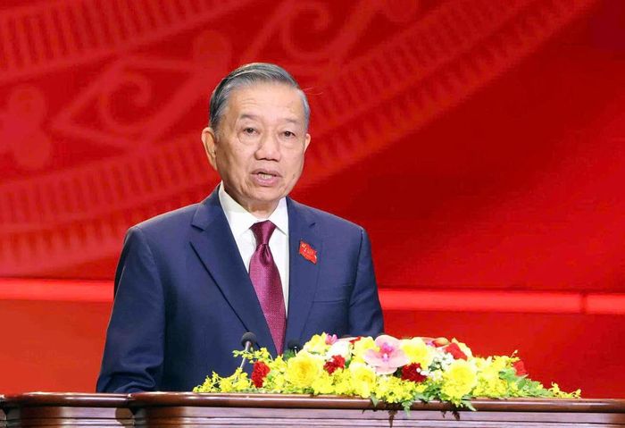 Tổng Bí thư, Chủ tịch nước Tô Lâm phát biểu tại buổi lễ. (Ảnh: Bộ Công an)