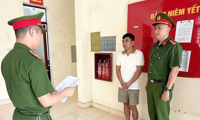 Hoàng Đạo Tú tại cơ quan công an. (Ảnh: Công an tỉnh Tuyên Quang)