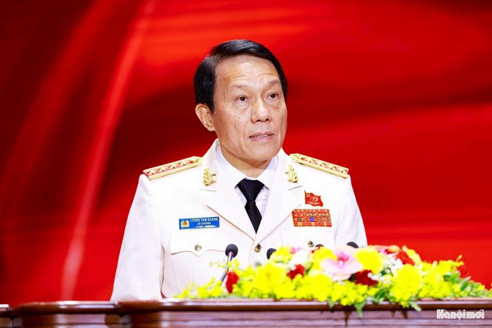 Đại tướng Lương Tam Quang, Bộ trưởng Bộ Công an phát biểu tại buổi lễ.