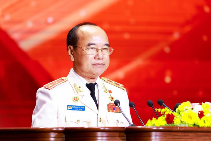 Trung tướng Đường Minh Hưng, nguyên Phó Tổng cục trưởng Tổng cục An ninh phát biểu tại lễ kỷ niệm. Ảnh: Viết Thành