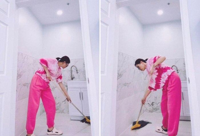 Cô cho biết: "Tôi đi cọ toilet chứ có làm gì đâu. Cho nên mọi người học làm nail, làm lông mày thì kiếm được nhiều tiền. Các chị nên học thêm nấu ăn, làm bánh sẽ kiếm được thêm". "Đừng nghĩ tôi cọ toilet thì cuộc sống vất vả. Nghề gì cũng được, cọ toilet cũng được miễn kiếm được tiền. Đừng cà khịa, khích bác tôi". Nữ người mẫu thẳng thắn chia sẻ.