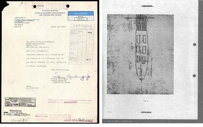 Một số tài liệu về UFO và UAP từ hội nghị của Ủy ban Năng lượng Nguyên tử Mỹ diễn ra vào năm 1949 tại thành phố Los Alamos, bang New Mexico. Ảnh: Bộ Chiến tranh Mỹ
