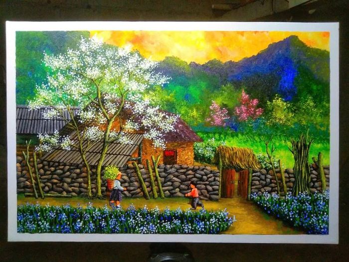 Cao nguyên đá Đồng Văn qua nét vẽ của Phứ mang một màu sắc rất riêng, mộc mạc, thô ráp nhưng đầy cảm xúc