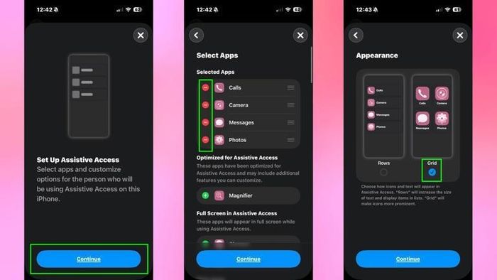 Các bước cài đặt Assistive Access trên iPhone. Ảnh: Tom's Guide