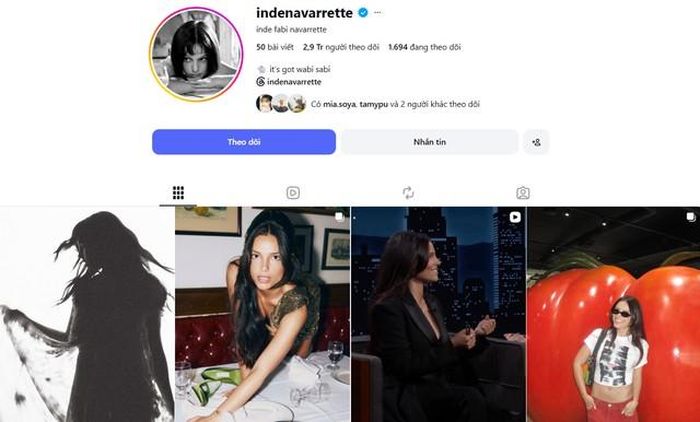 Instagram của Inde Navarrette hiện đã có hơn 2,9 triệu người theo dõi.