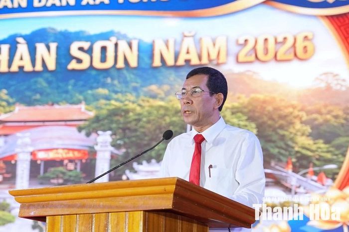 Phó Bí thư Đảng ủy, Chủ tịch UBND xã Tống Sơn Nguyễn Văn Thịnh phát biểu khai mạc