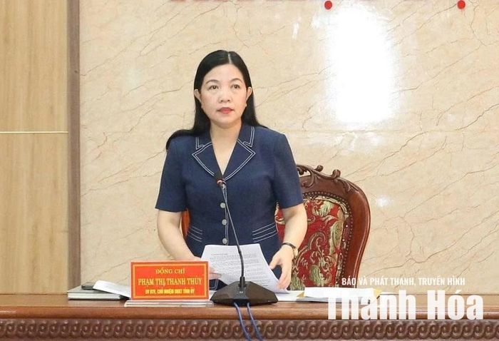 Chủ nhiệm Ủy ban Kiểm tra Tỉnh ủy Phạm Thị Thanh Thủy kết luận buổi làm việc.