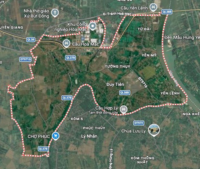 Phường Duy Tiên trên bản đồ Google vệ tinh.