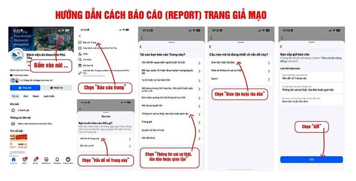 Hướng dẫn báo cáo trang fangape giả mạo.