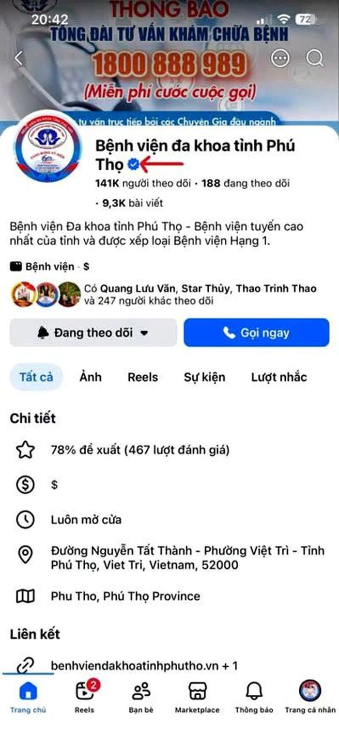 Trang fangage chính thức của Bệnh viện Đa khoa tỉnh Phú Thọ.