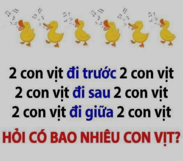 Bạn có tìm ra đáp án câu đố ‘2 con vịt đi trước 2 con vịt’ khiến 99,9% người chơi trả lời sai?