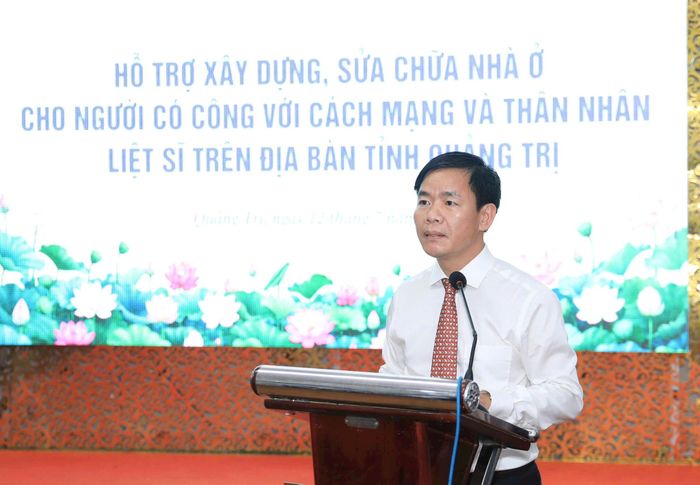 Bí thư Tỉnh ủy Quảng Trị Nguyễn Văn Phương phát biểu tại buổi lễ. Ảnh: Quang Thái
