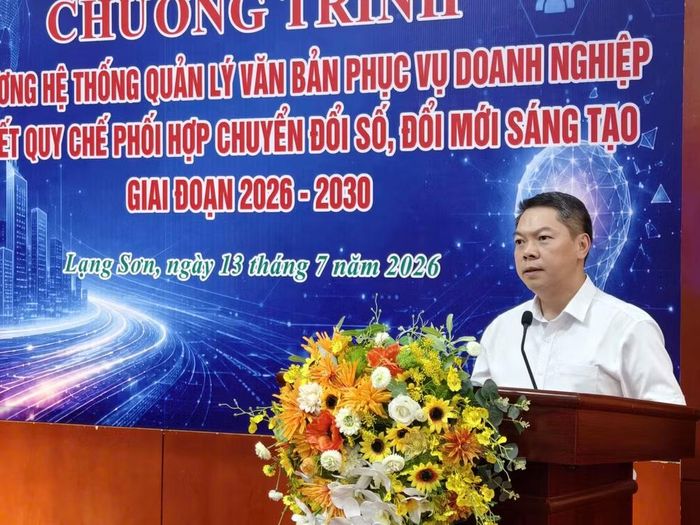Đồng chí Đoàn Thanh Sơn, Tỉnh ủy viên, Phó Chủ tịch Ủy ban nhân dân tỉnh Lạng Sơn phát biểu tại sự kiện.
