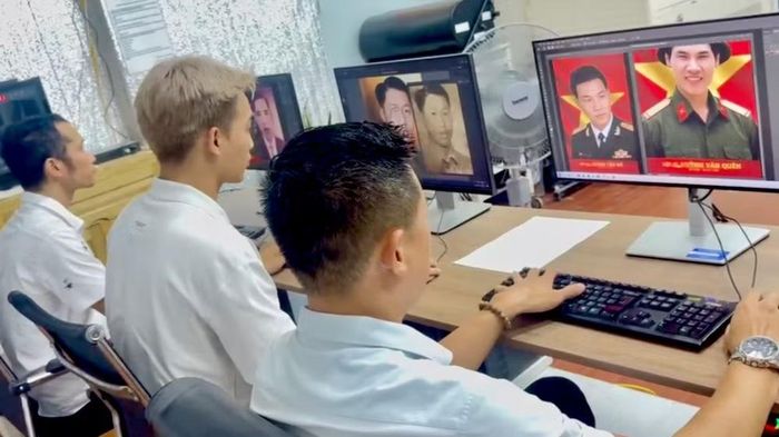 Nhóm Teamlee đang thực hiện phục dựng ảnh liệt sĩ.