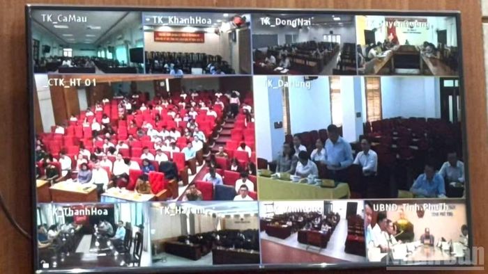 Các điểm cầu trực tuyến tham dự hội nghị.