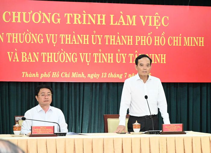  Bí thư Thành ủy TPHCM Trần Lưu Quang phát biểu tại hội nghị. Ảnh: VIỆT DŨNG 