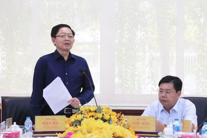 Phó Thủ tướng Hồ Quốc Dũng phát biểu tại buổi làm việc với Công ty Cổ phần Rau quả thực phẩm An Giang.