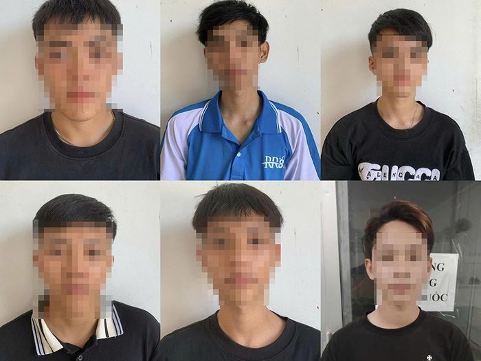 Nhóm 6 đối tượng bị công an đưa về làm việc. Ảnh: CACC