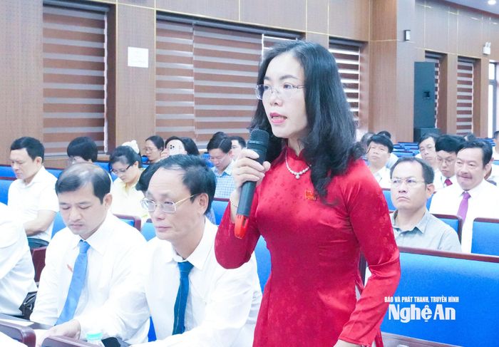 Đại biểu Nguyễn Thị Anh Hoa đề xuất nâng cao chất lượng điện sinh hoạt ở một số vùng nông thôn, miền núi, đảm bảo sản xuất và sinh hoạt cho người dân, hạn chế kiến nghị cử tri nhiều lần. Ảnh: Mai Hoa