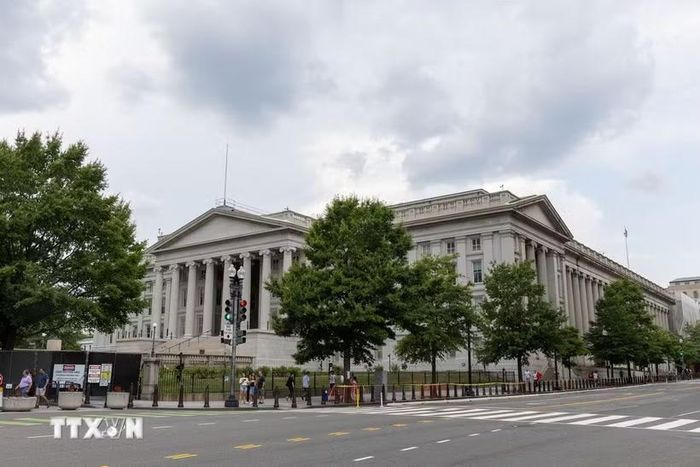 Trụ sở Bộ Tài chính Mỹ ở Washington, D.C. (Ảnh: THX/TTXVN)