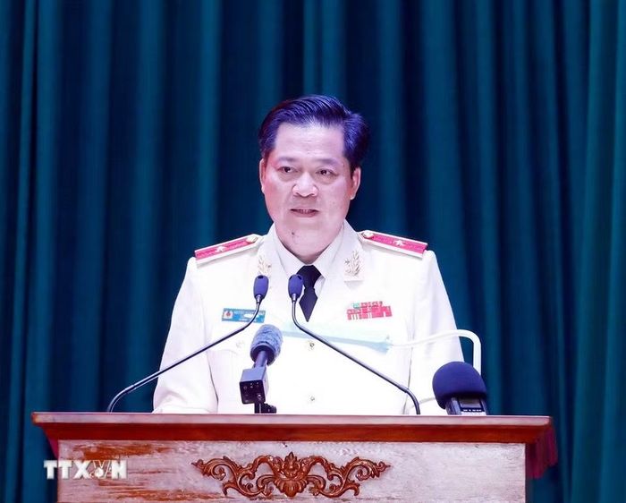 Thiếu tướng Nguyễn Thanh Trường, Cục trưởng Cục Cảnh sát Quản lý trại giam, cơ sở giáo dục bắt buộc, trường giáo dưỡng, Bộ Công an phát biểu. (Ảnh: Thống Nhất/TTXVN)