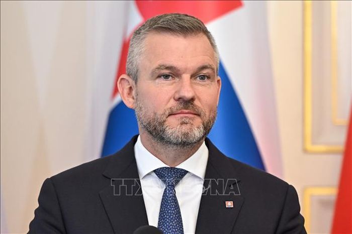 Tổng thống Slovakia Peter Pellegrini phát biểu trong một cuộc họp báo. Ảnh: THX/TTXVN