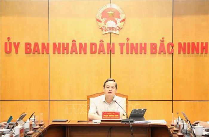 Chủ tịch UBND tỉnh Bắc Ninh Phạm Hoàng Sơn chủ trì Hội nghị. Ảnh: Thanh Thương/TTXVN