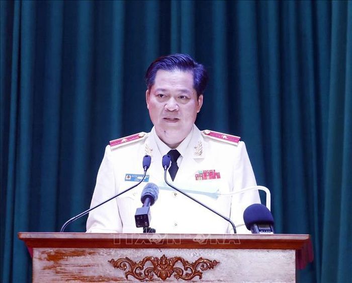 Thiếu tướng Nguyễn Thanh Trường, Cục trưởng Cục Cảnh sát Quản lý trại giam, cơ sở giáo dục bắt buộc, trường giáo dưỡng, Bộ Công an phát biểu. Ảnh: Thống Nhất/TTXVN