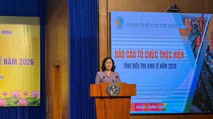 Cục trưởng Cục Thống kê (Bộ Tài chính) Nguyễn Thị Hương phát biểu tại Hội nghị. Ảnh: Thúy Hiền/Bnews/TTXVN