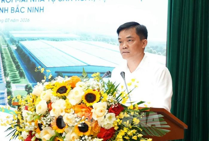 Giám đốc Sở Công Thương tỉnh Bắc Ninh Nguyễn Minh Hiếu phát biểu tại hội nghị. Ảnh: Đồng Thúy - TTXVN