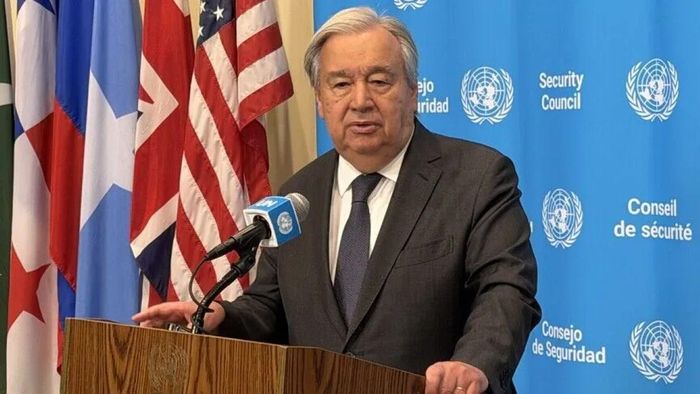 Tổng thư ký Liên hợp quốc Antonio Guterres kêu gọi chấm dứt ngay lập tức các cuộc tấn công ở vùng Vịnh và thúc giục Iran và Mỹ nối lại đàm phán trong bối cảnh căng thẳng quân sự leo thang khắp khu vực. Ảnh: Anadolu.