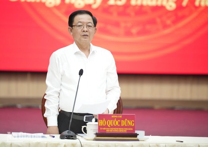 Phó Thủ tướng Chính phủ Hồ Quốc Dũng phát biểu chỉ đạo buổi làm việc. Ảnh: TÂY HỒ.