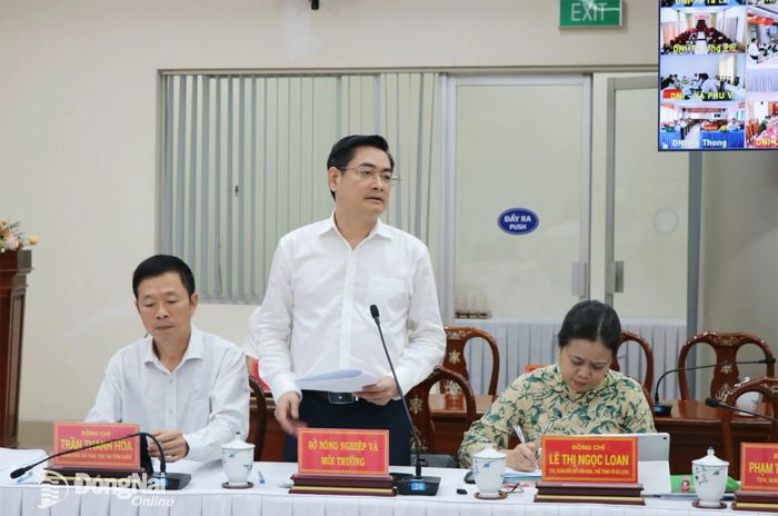 Phó Giám đốc Sở Nông nghiệp và Môi trường Trần Trọng Toàn phát biểu tại hội nghị. Ảnh: Vương Thế