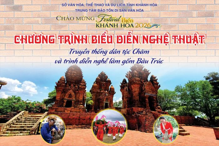 Poster tuyên truyền các hoạt động Festival Biển tại Tháp Pô Klong Garai.