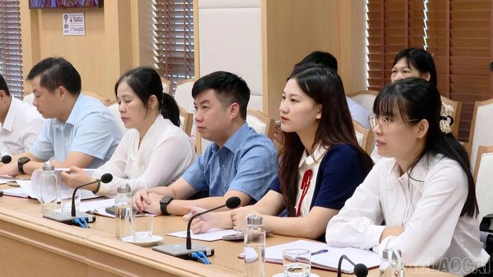 Các đại biểu dự hội nghị tại điểm cầu tỉnh Lào Cai.