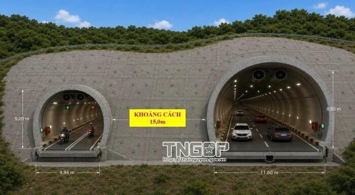 Dự kiến có 2 km đường hầm xuyên núi.