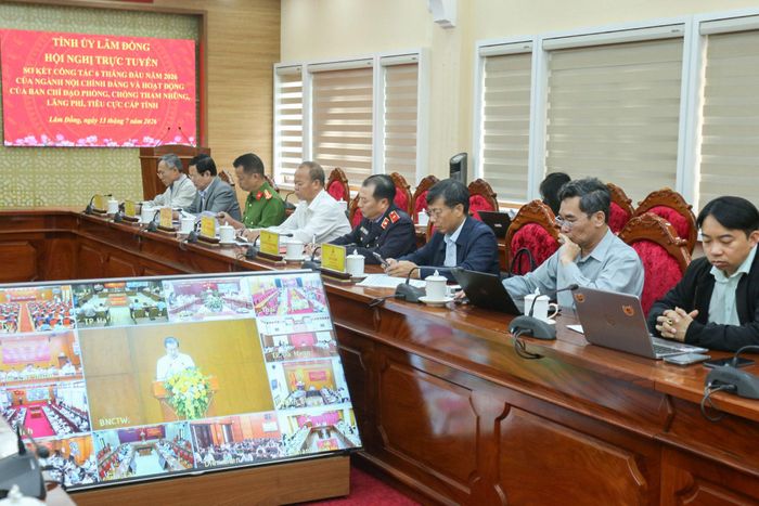 Các đại biểu tham dự hội nghị tại điểm cầu tỉnh Lâm Đồng