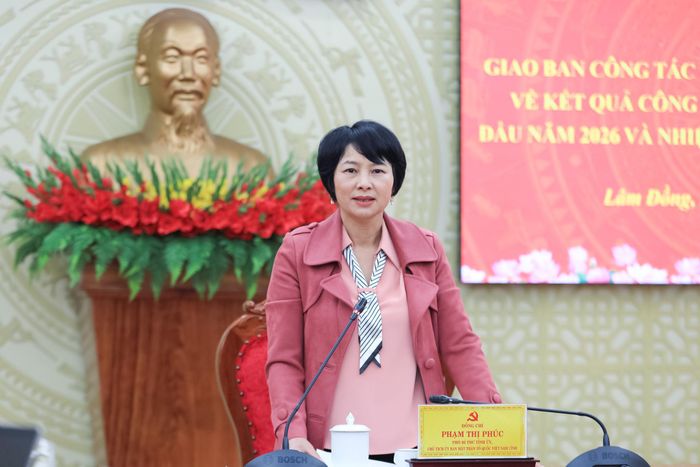 Phó Bí thư Tỉnh ủy, Chủ tịch Ủy ban MTTQ Việt Nam tỉnh Lâm Đồng Phạm Thị Phúc đề nghị đổi mới công tác dân vận, tạo đồng thuận từ cơ sở