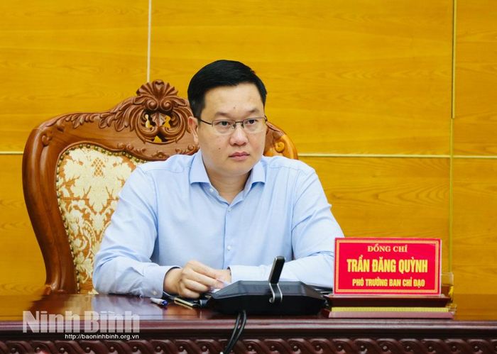 Đồng chí Trần Đăng Quỳnh, Ủy viên dự khuyết Trung ương Đảng, Phó Bí thư Thường trực Tỉnh ủy, Phó Trưởng BCĐ phòng, chống tham nhũng, lãng phí, tiêu cực tỉnh chủ trì hội nghị tại điểm cầu tỉnh Ninh Bình.