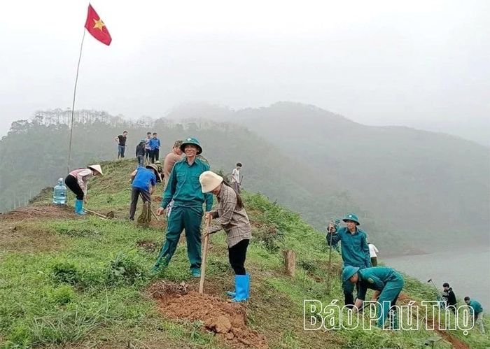 Ra quân trồng cây, phủ xanh đất trống đồi trọc ở xã Trung Sơn.