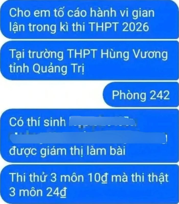 Thông tin trên mạng xã hội phản ánh dấu hiệu tiêu cực tại điểm thi tốt nghiệp THPT Trường THPT Hùng Vương - Ảnh: B.T