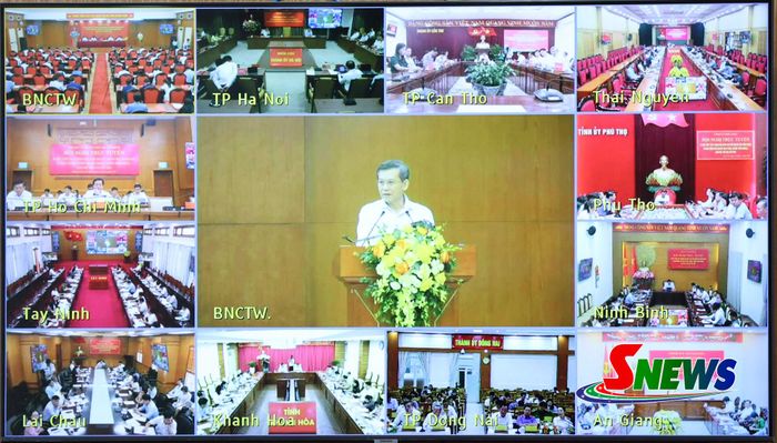 Hội nghị được kết nối trực tuyến đến điểm cầu các tỉnh ủy, thành ủy.