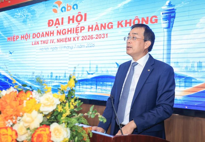 Ông Đặng Ngọc Hòa, Chủ tịch Hội đồng quản trị Vietnam Airlines, Chủ tịch VABA nhiệm kỳ 2026-2031 phát biểu tại Đại hội.