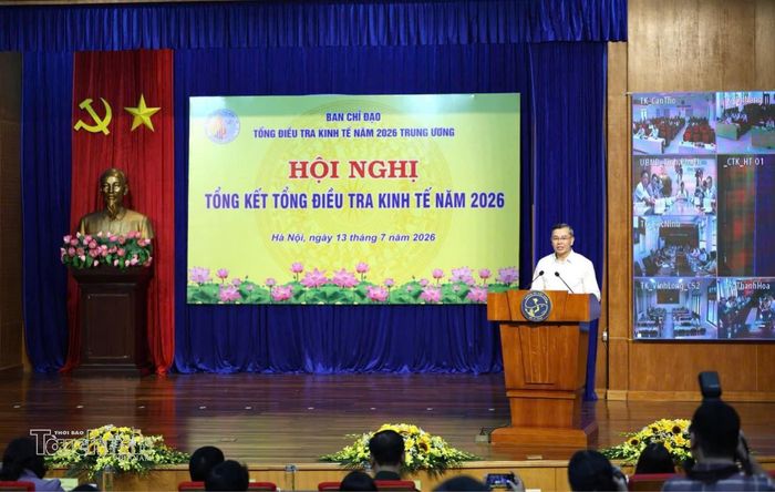 Bộ trưởng Bộ Tài chính Ngô Văn Tuấn - Trưởng ban Chỉ đạo Tổng điều tra kinh tế năm 2026 Trung ương phát biểu kết luận hội nghị. Ảnh: Mạnh Tuấn