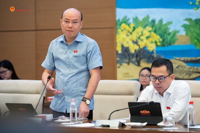 ĐBQH hoạt động chuyên trách tại Ủy ban Công tác Đại biểu Hoàng Văn Nghĩa phát biểu tại phiên họp