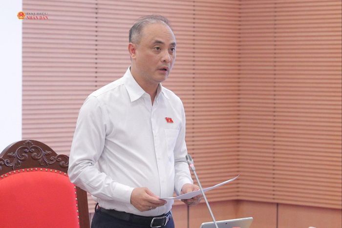 Phó Chủ nhiệm Ủy ban Khoa học, Công nghệ và Môi trường Nguyễn Phương Tuấn trình bày dự thảo báo cáo thẩm tra sơ bộ dự án Luật